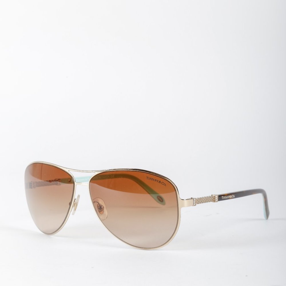 Tiffany & Co. Gold Aviator Sunglasses - Picture 1 of 9